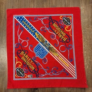 Vintage Harley Davidson Licensed Bandana Scarf Made in USA Red American Eagle